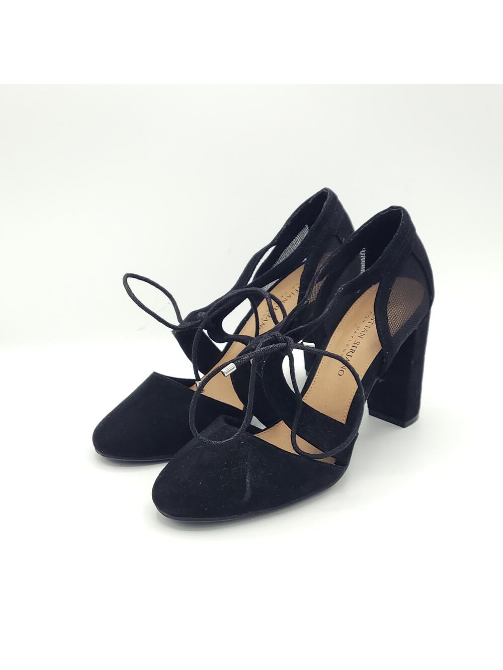 Christian Siriano Kami Ghillie block heels suede mesh women's size 7.5 shoes
